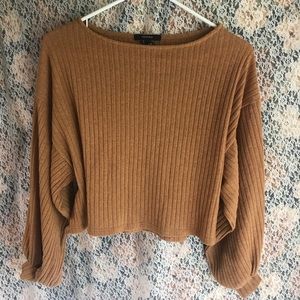Mustard cropped sweater - balloon sleeves